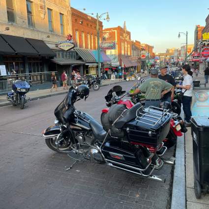 Beale St, Memphis. Made it in time for Wednesday Bike Night