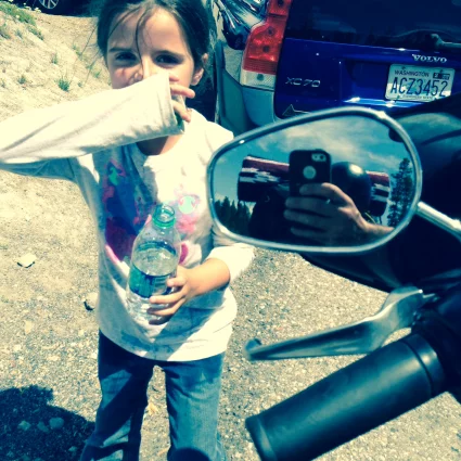 She's finally having water. We had a long hike and she was THIRSTY!